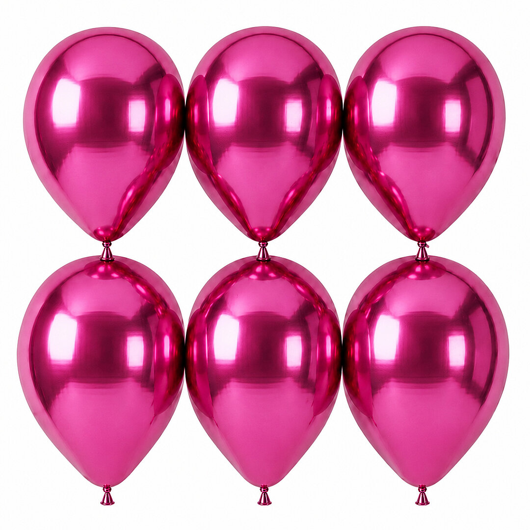 Fuşya Renk Lateks krom Balon (30 cm) - 6 Adet - Beysüs