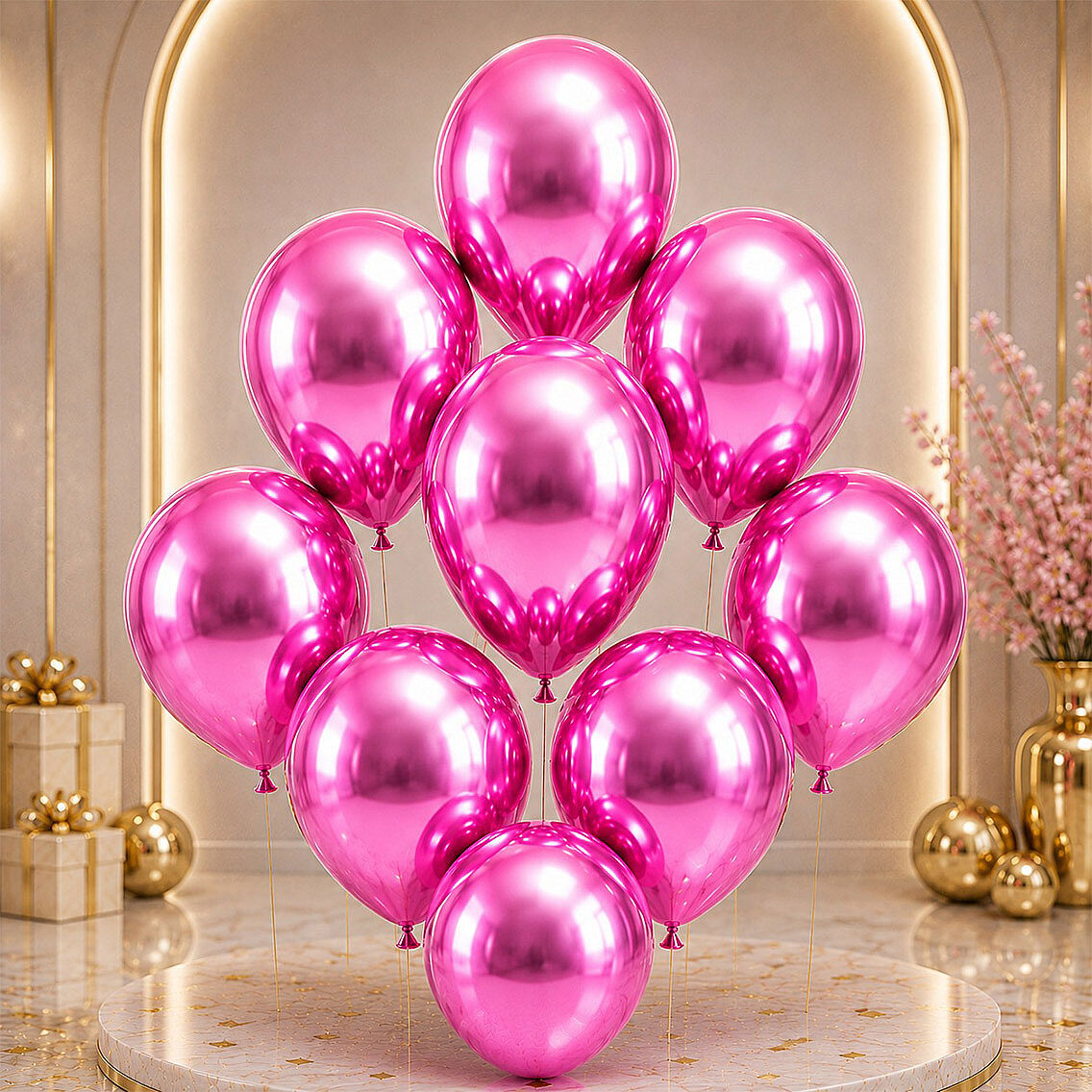 Fuşya Renk Lateks krom Balon (30 cm) - 6 Adet - 2