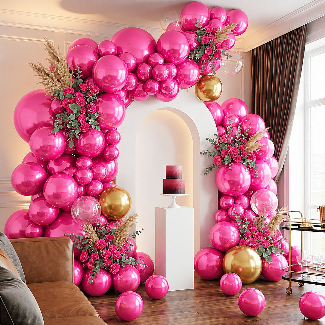 Fuşya Renk Lateks Metalik Balon (30 cm) - 100 Adet - Beysüs