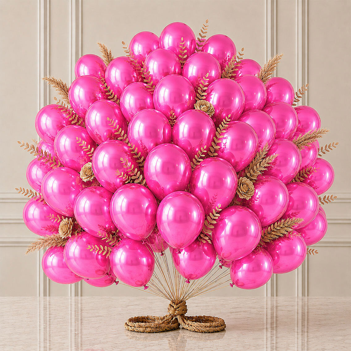 Fuşya Renk Lateks Metalik Balon (30 cm) - 50 Adet - 1