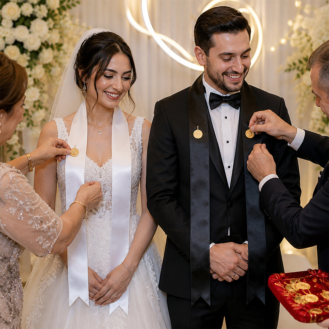 Gelin Damat Takı Kurdelesi 2'li (Siyah-Beyaz) - 2