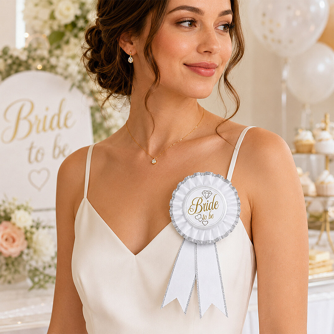 Gelin Damat Yaka Brosh Beyaz - Beysüs