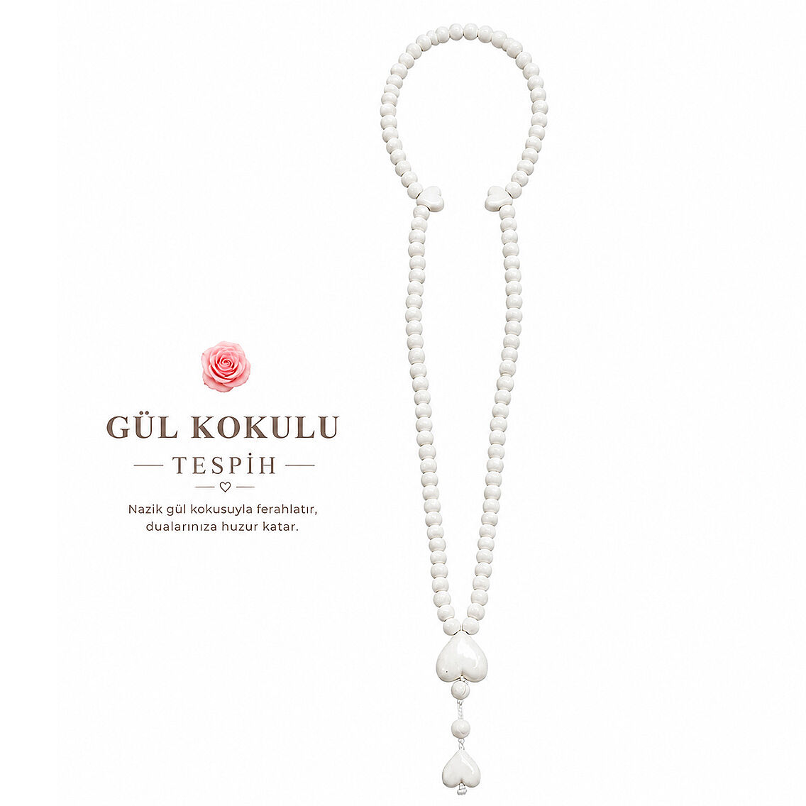 Gül Kokulu Tesbih Beyaz 4 Adet - 1