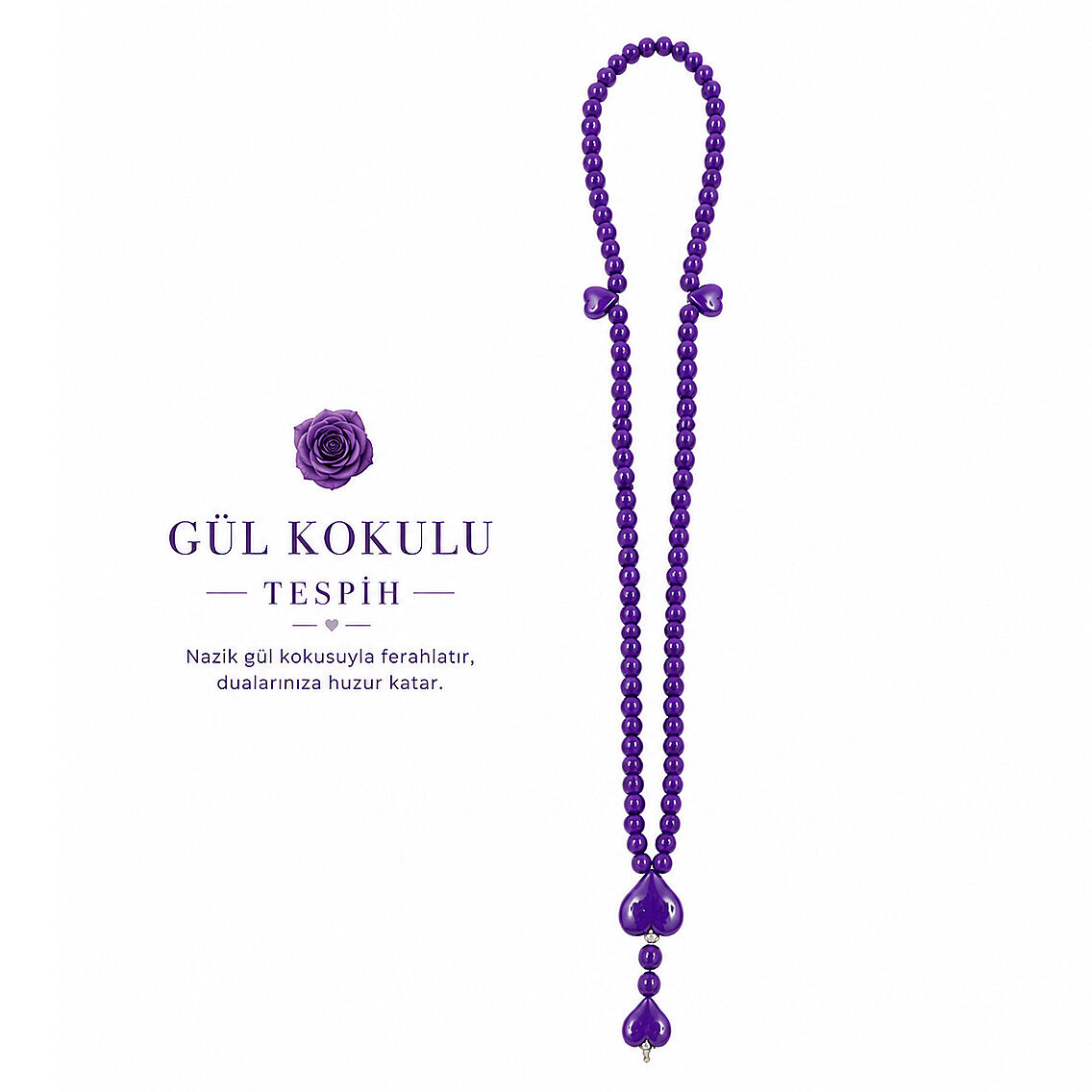 Gül Kokulu Tesbih Mor 4 Adet - 1