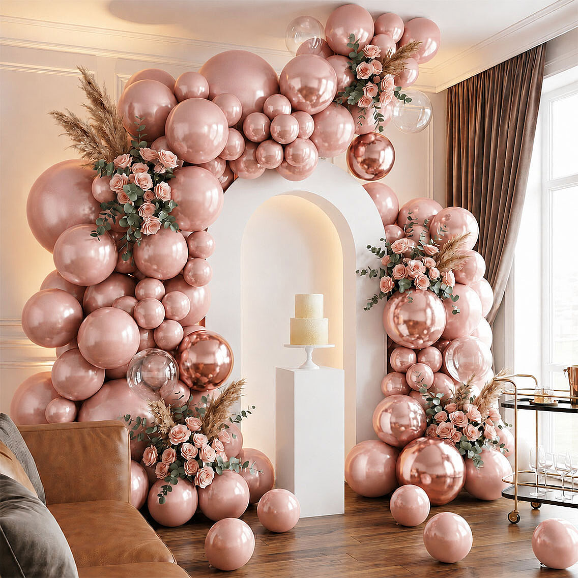 Gül Kurusu Renk Lateks Metalik Balon (30 cm) - 100 Adet - 1