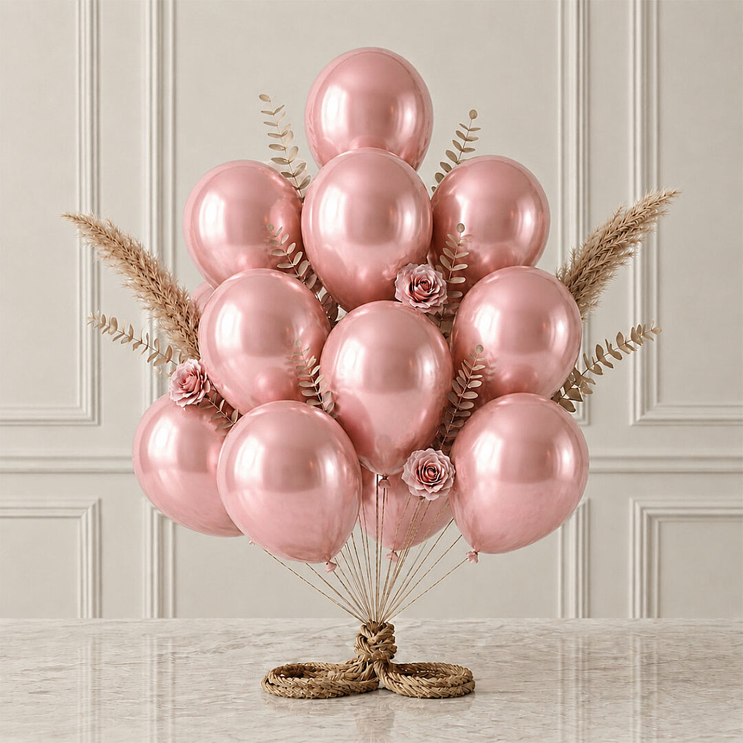 Gül Kurusu Renk Lateks Metalik Balon (30 cm) - 12 Adet - Beysüs