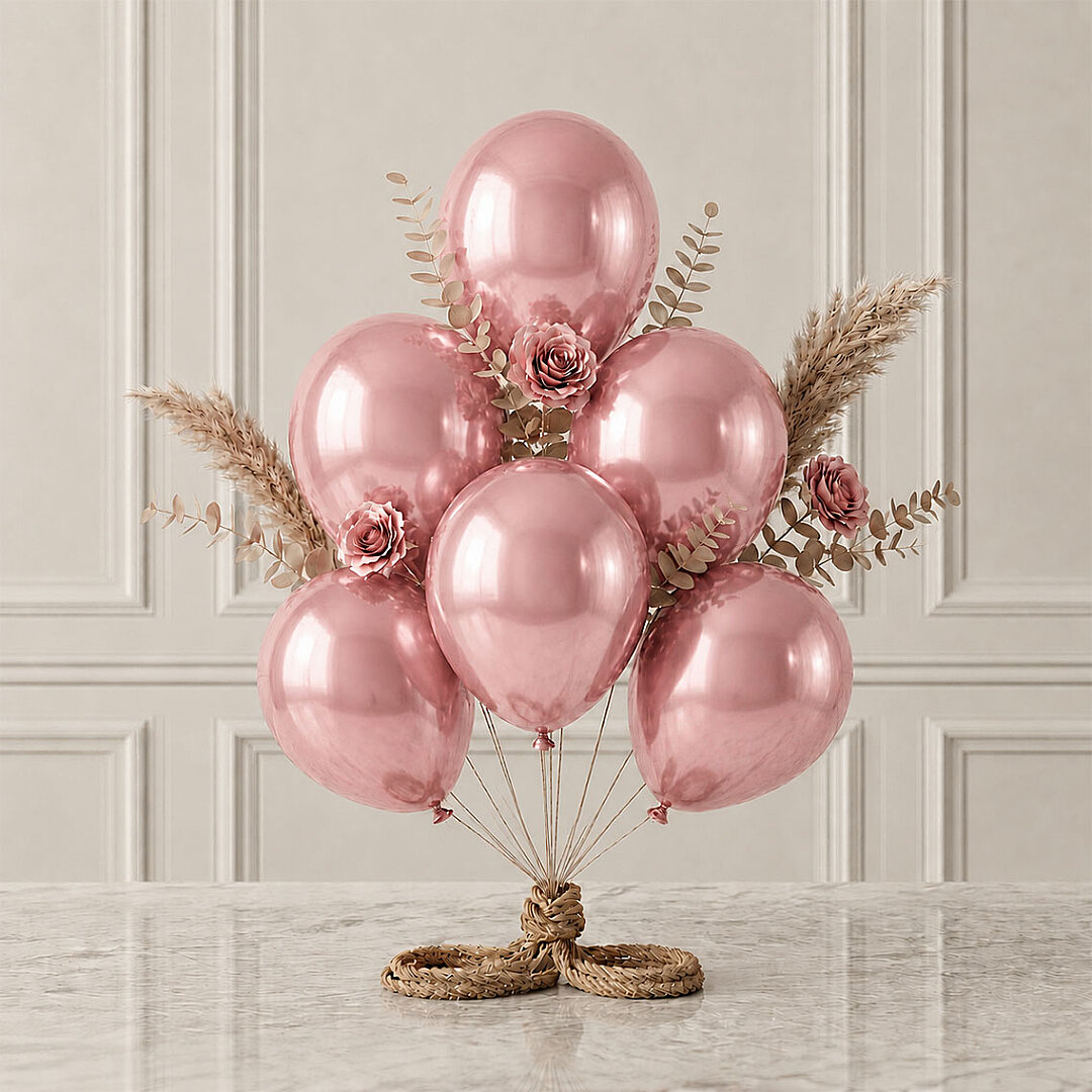 Gül Kurusu Renk Lateks Metalik Balon (30 cm) - 6 Adet - Beysüs