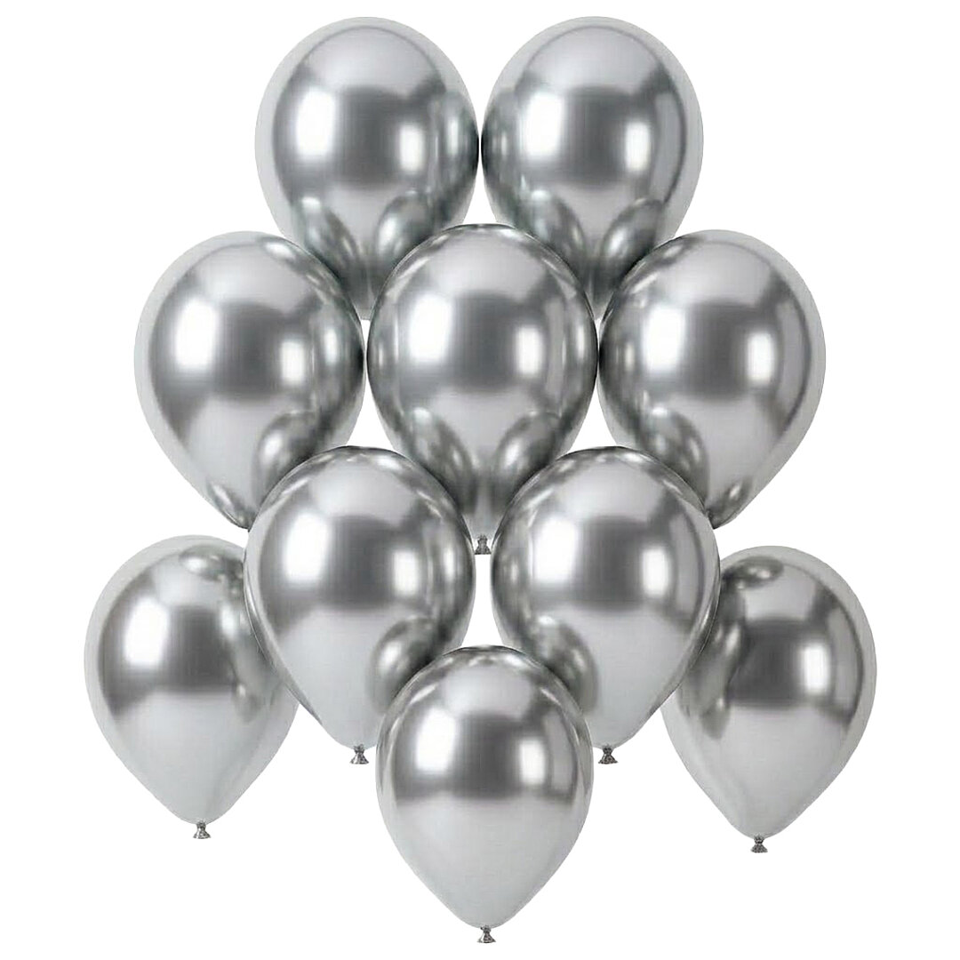 Gümüş Renk Lateks krom Balon (15 cm) - 10 Adet - Beysüs
