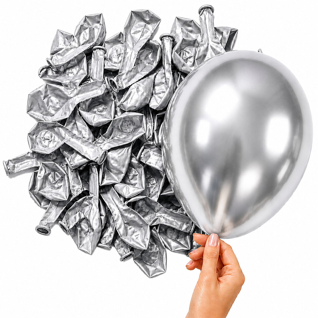 Gümüş Renk Lateks krom Balon (15 cm) - 10 Adet - 2