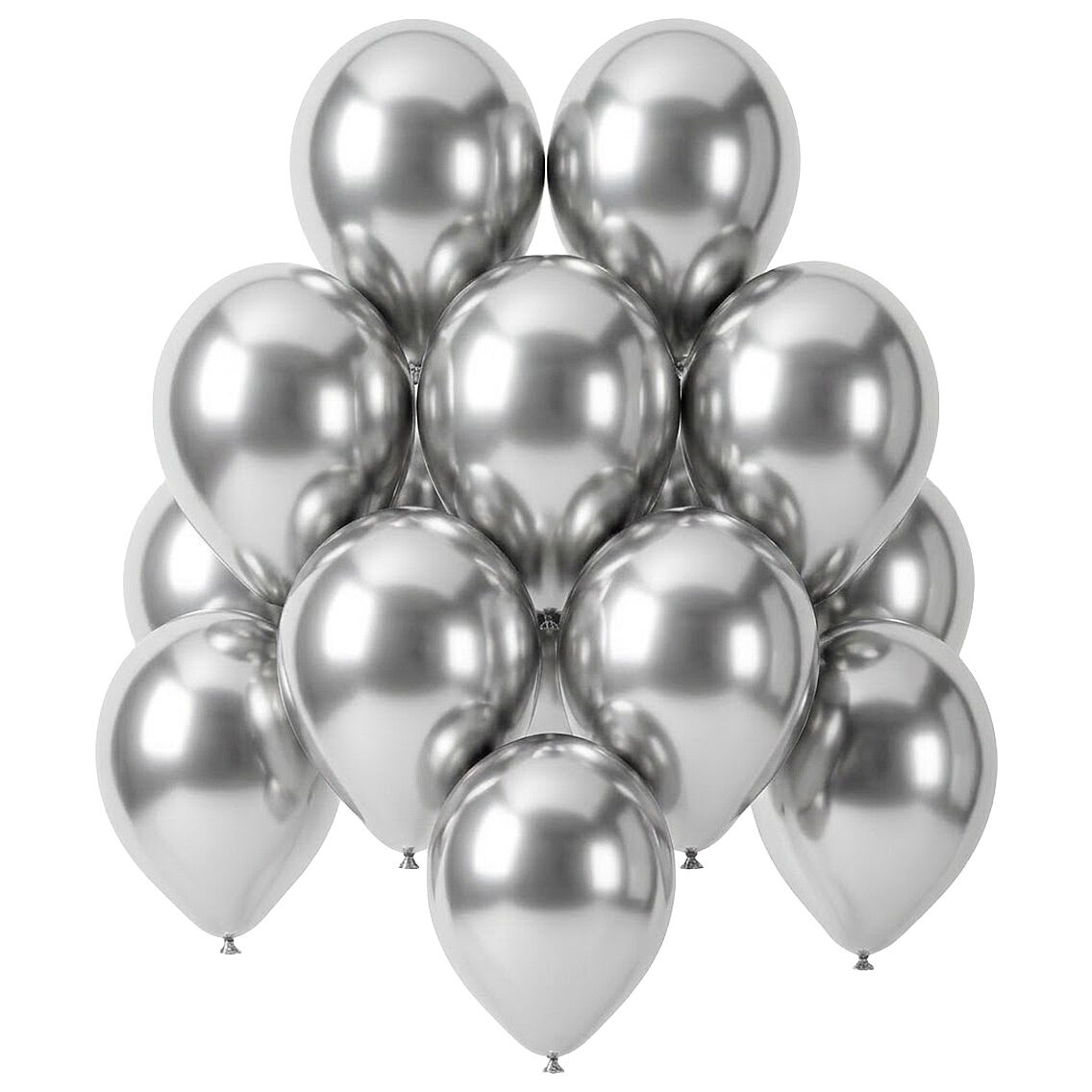 Gümüş Renk Lateks krom Balon (30 cm) - 12 Adet - 1