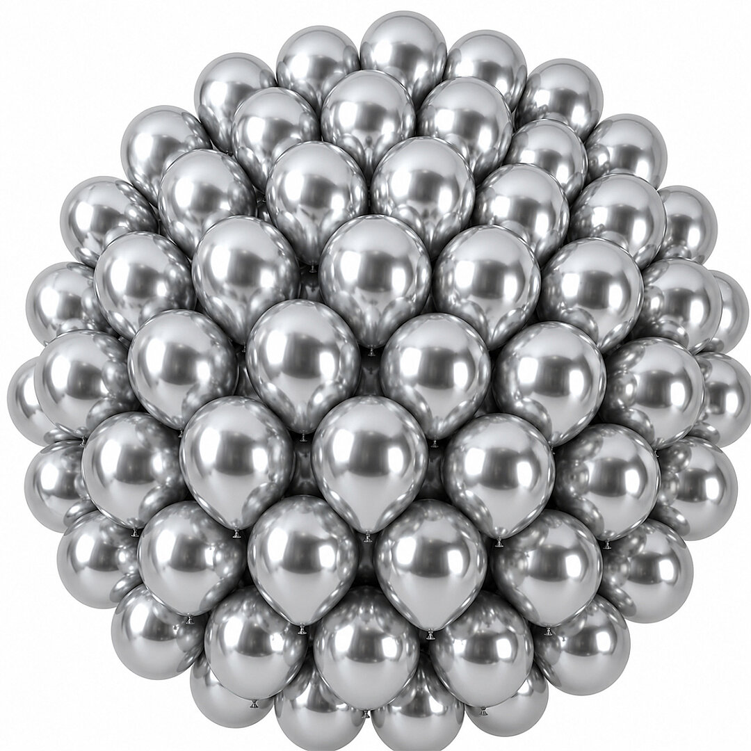 Gümüş Renk Lateks krom Balon (30 cm) - 50 Adet - Beysüs