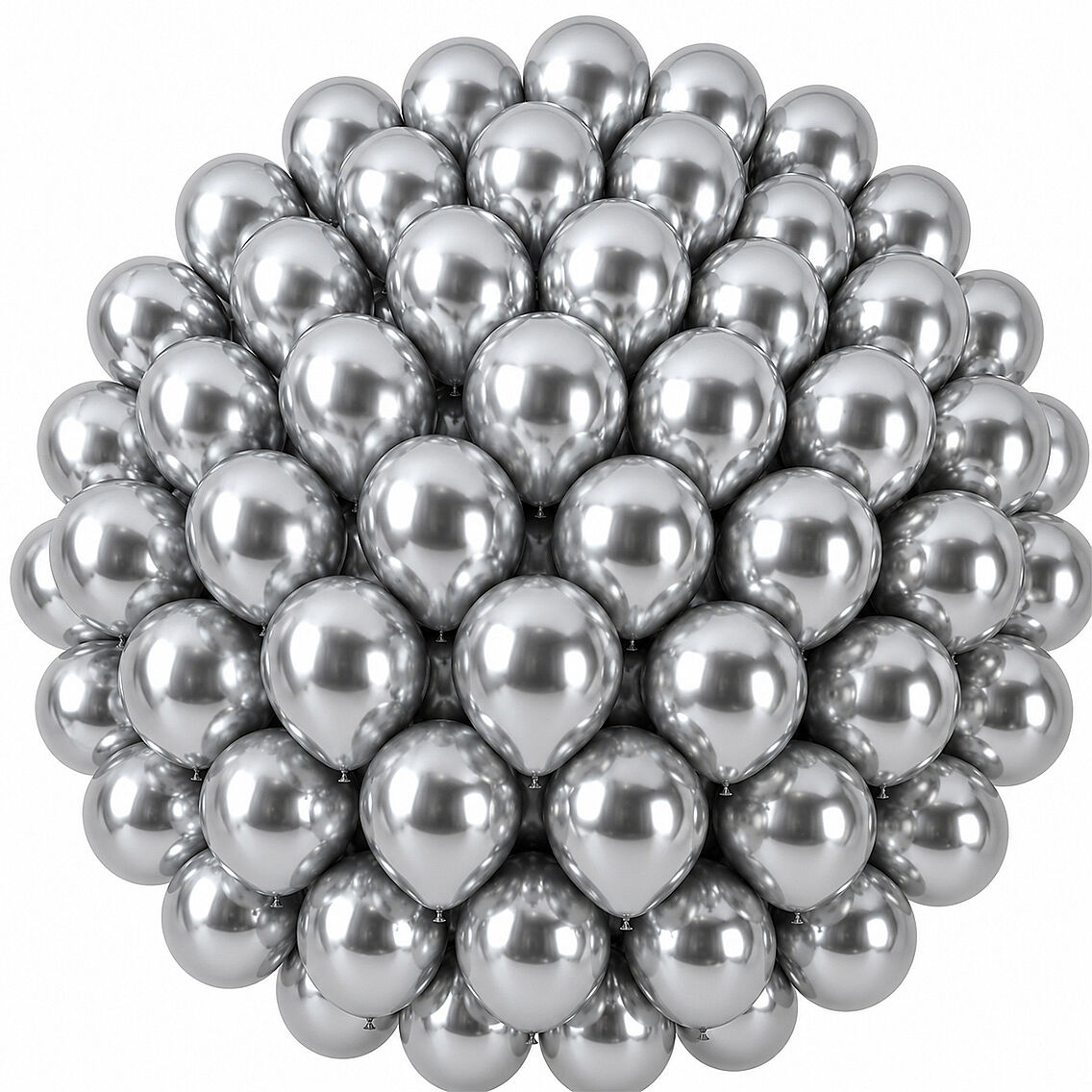 Gümüş Renk Lateks krom Balon (30 cm) - 50 Adet - 1
