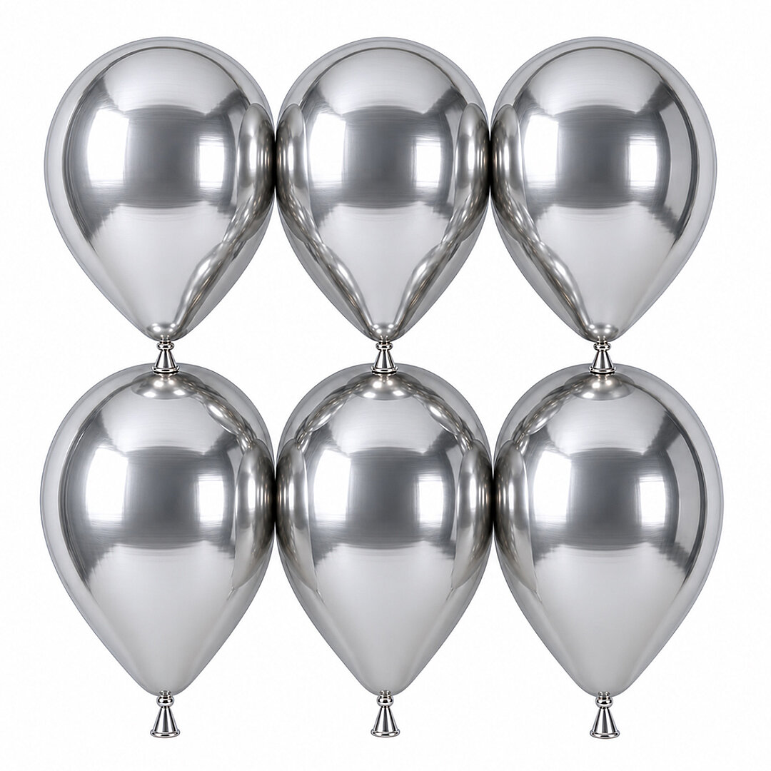 Gümüş Renk Lateks krom Balon (30 cm) - 6 Adet - 1