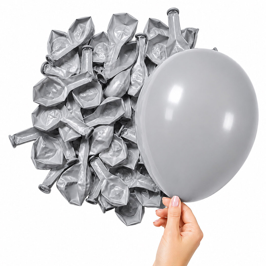 Gümüş Renk Lateks Pastel Balon (13 cm) - 10 Adet - 2