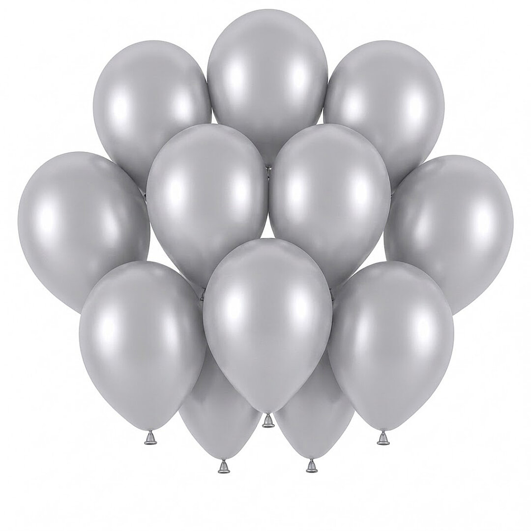 Gümüş Renk Lateks Pastel Balon (30 cm) - 12 Adet - Beysüs