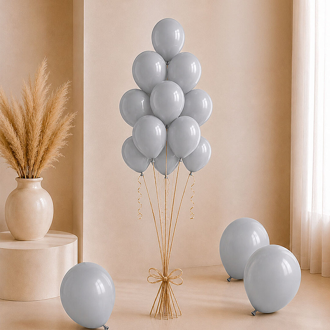 Gümüş Renk Lateks Pastel Balon (30 cm) - 50 Adet - 2