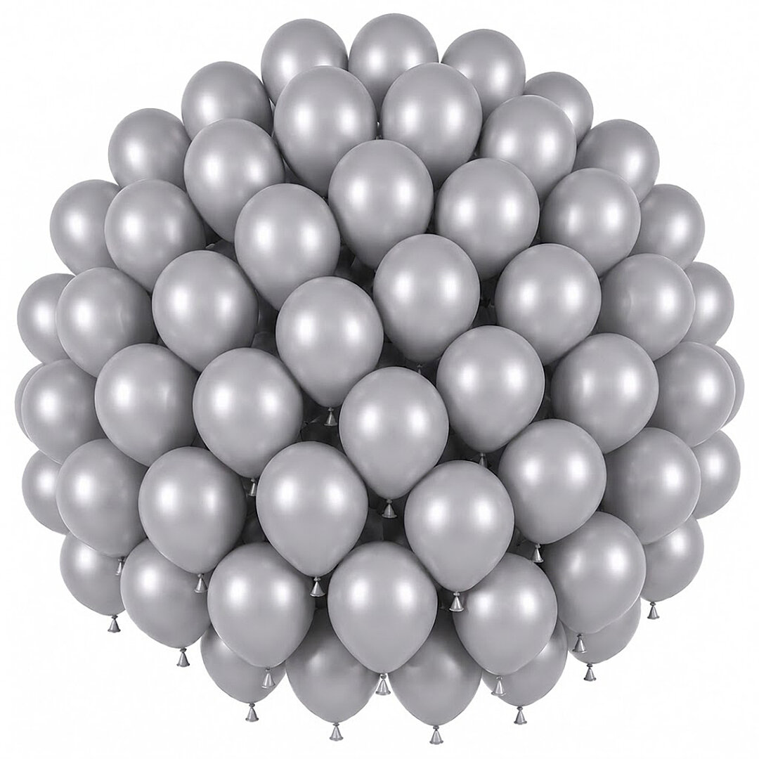 Gümüş Renk Lateks Pastel Balon (30 cm) - 50 Adet - 1