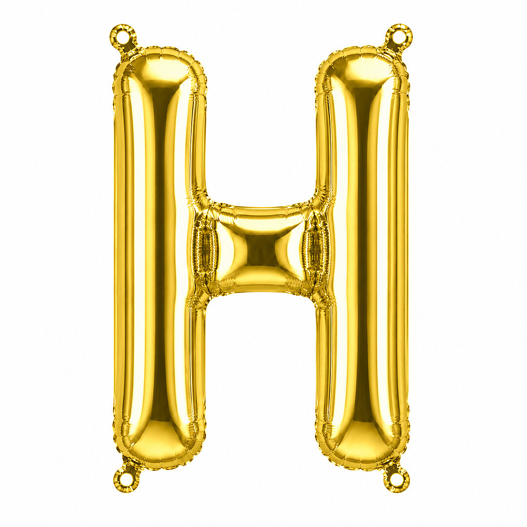 H Harfi Folyo Balon Altın Rengi (36 cm) - 1