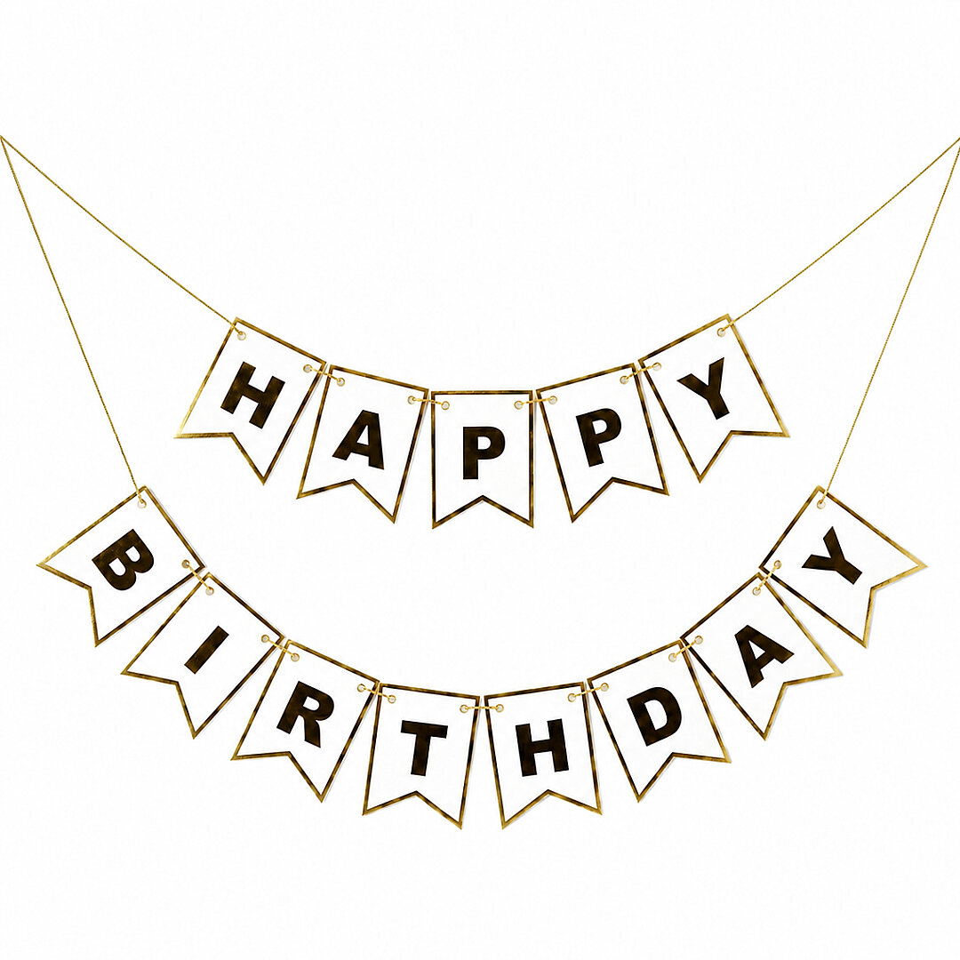 Happy Birthday Banner Beyaz - Beysüs