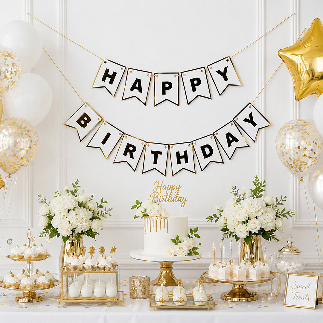 Happy Birthday Banner Beyaz - 2
