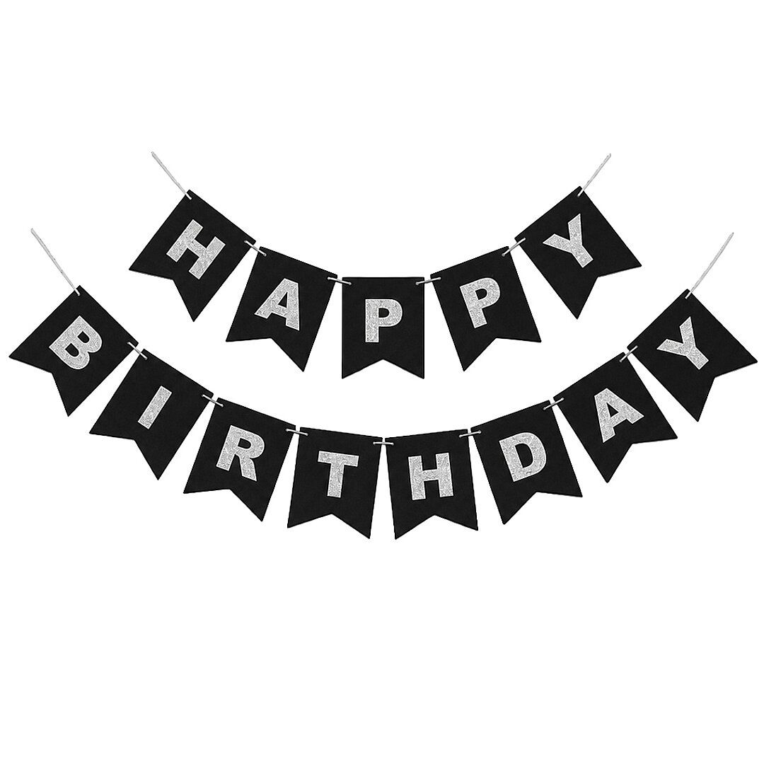 Happy Birthday Banner Siyah - Beysüs