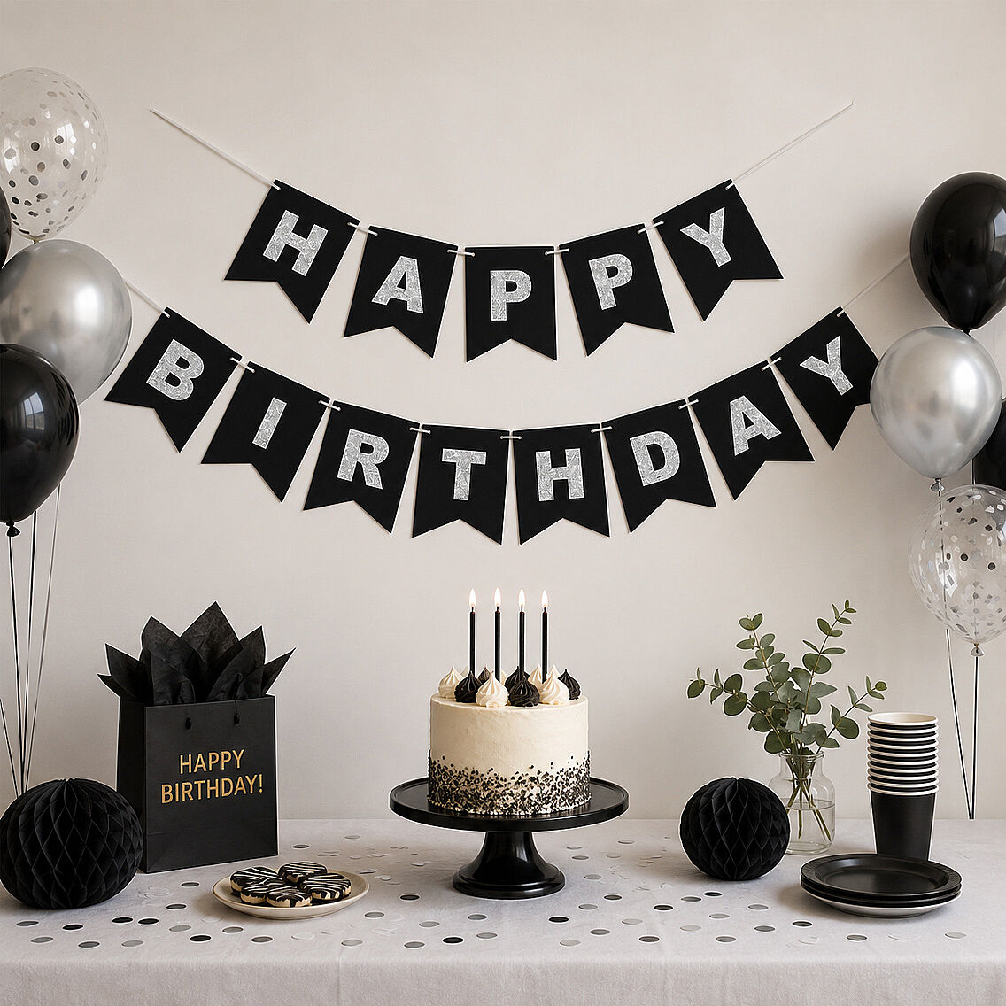 Happy Birthday Banner Siyah - 2