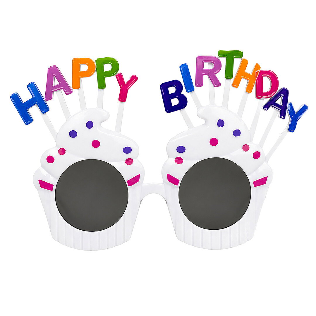 Happy Birthday Cupcake Parti Gözlük Beyaz - Beysüs (1)