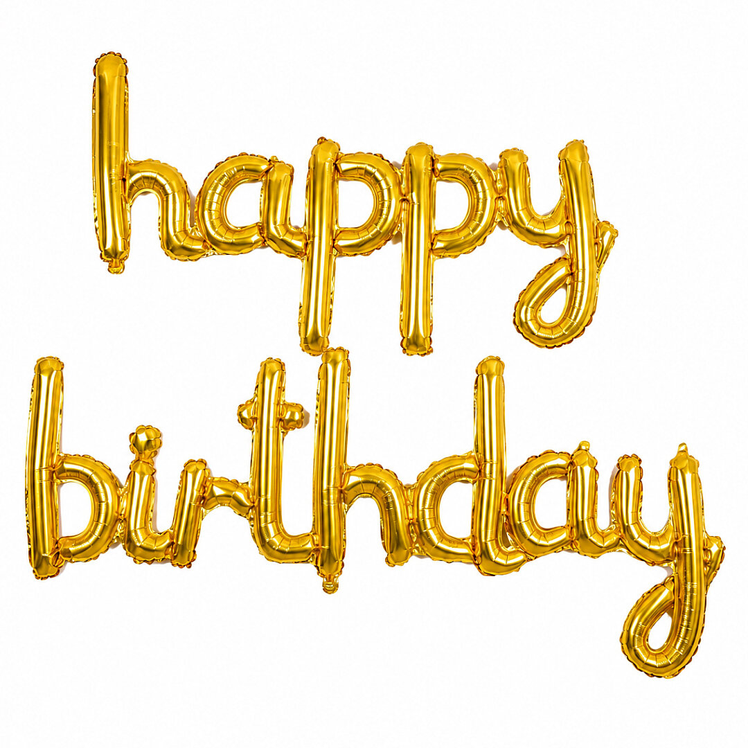 Happy Birthday El Yazısı Folyo Balon Gold - Beysüs