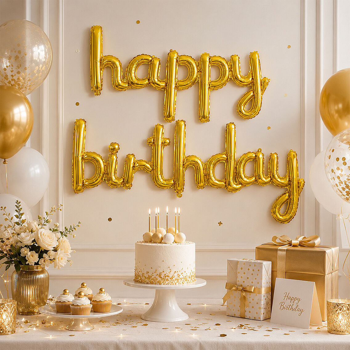Happy Birthday El Yazısı Folyo Balon Gold - 2