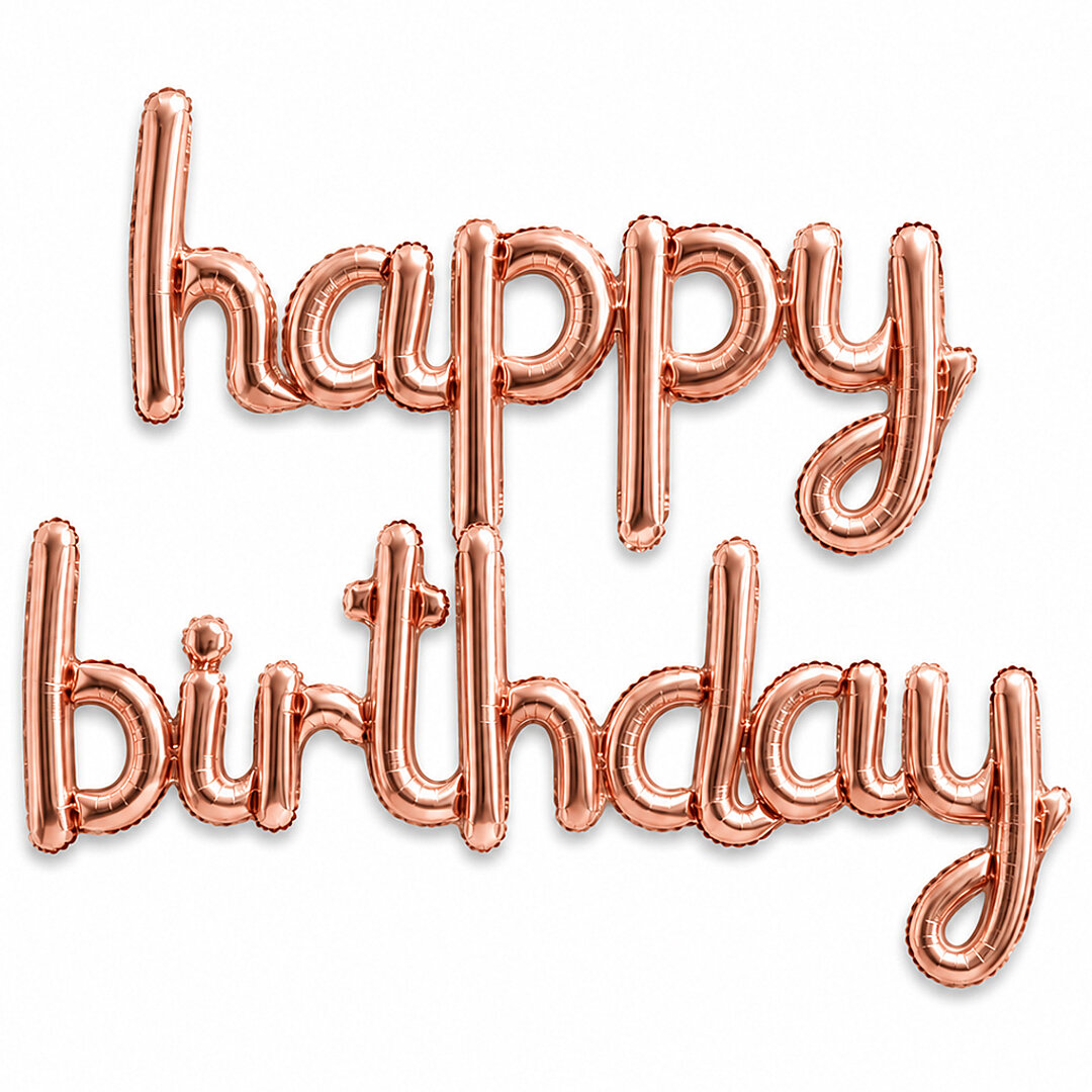 Happy Birthday El Yazısı Folyo Balon Rose Gold - Beysüs