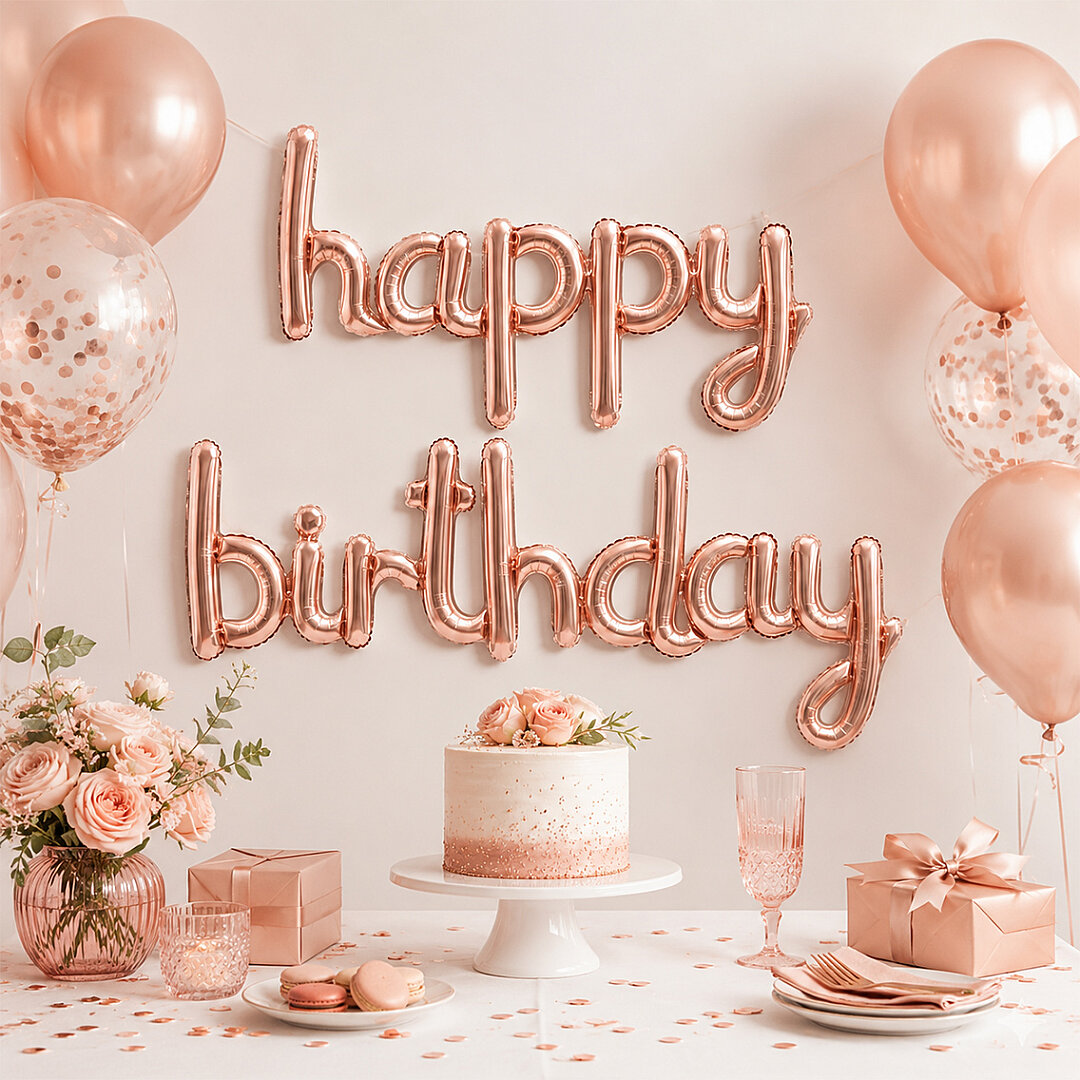 Happy Birthday El Yazısı Folyo Balon Rose Gold - 2