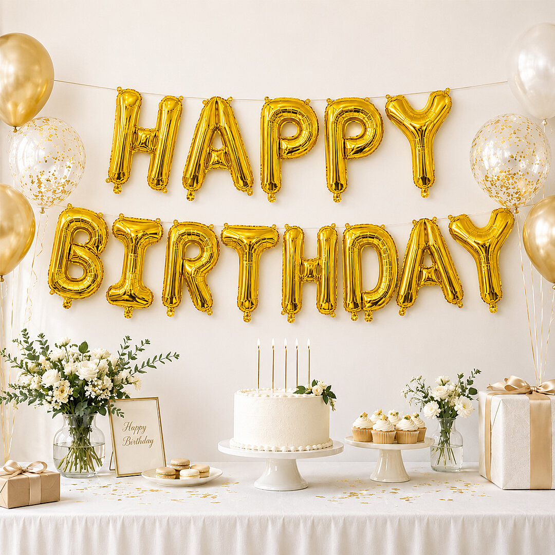 Happy Birthday Folyo Banner Gold - 2