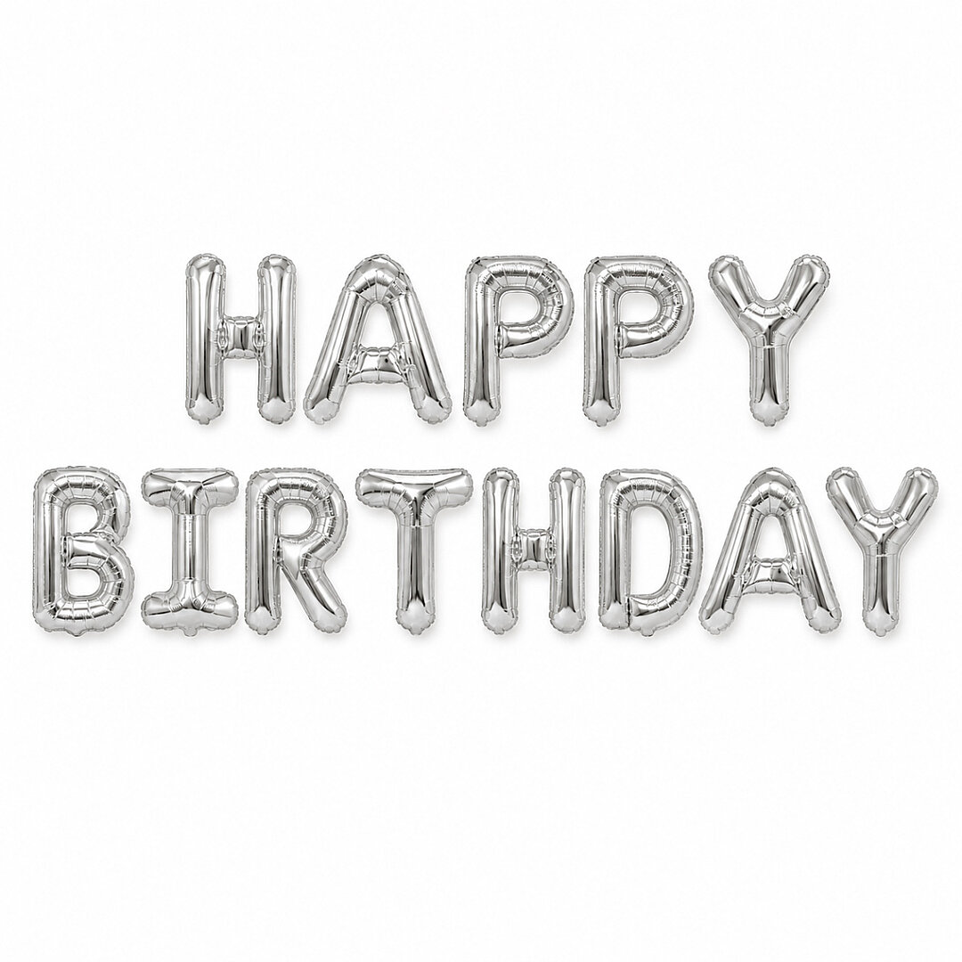 Happy Birthday Folyo Banner Gümüş - Beysüs