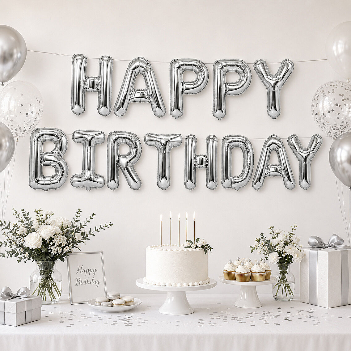 Happy Birthday Folyo Banner Gümüş - 2