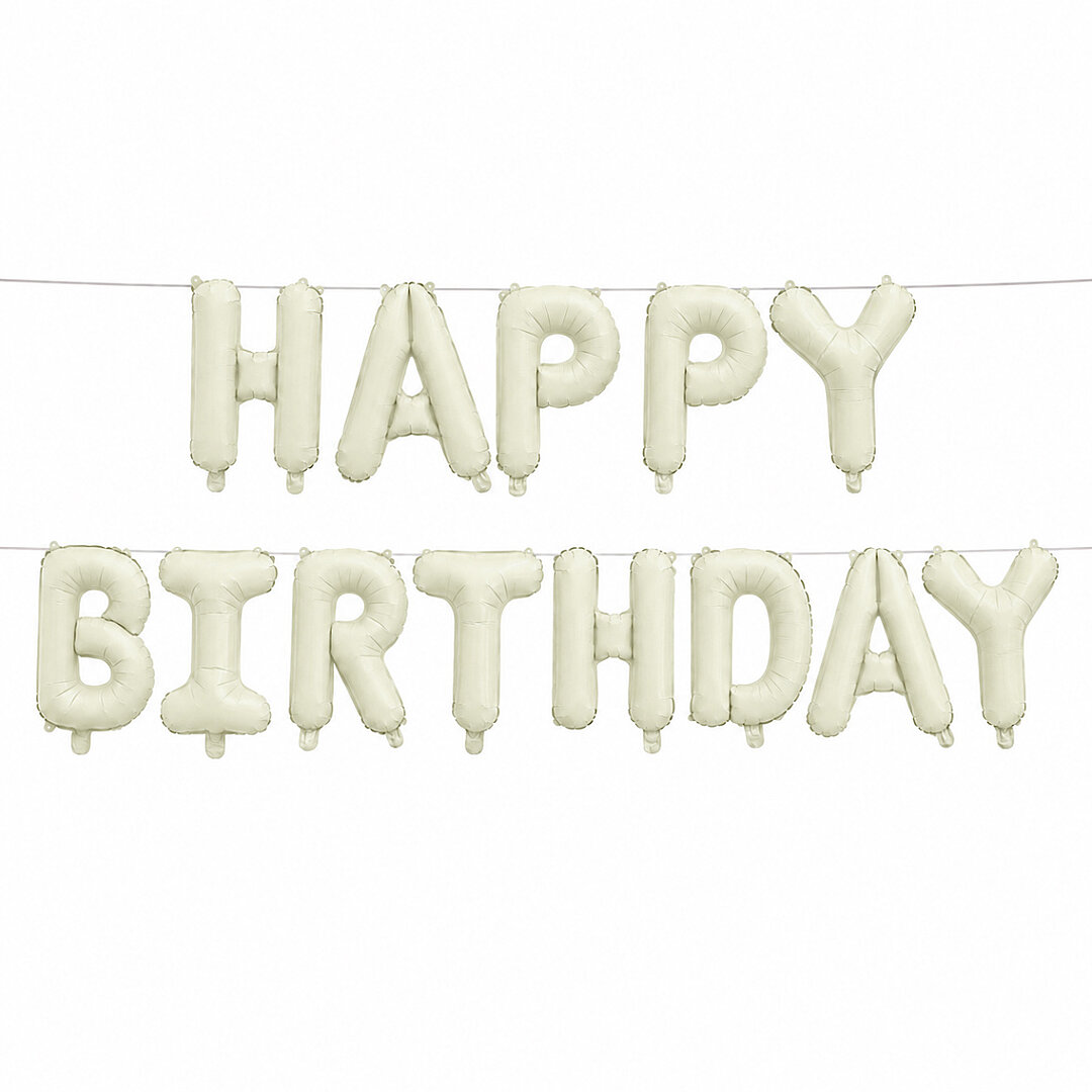 Happy Birthday Folyo Banner Krem - Beysüs