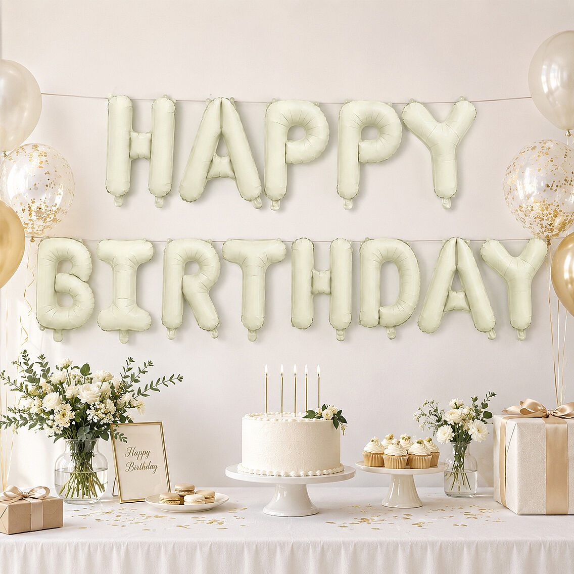 Happy Birthday Folyo Banner Krem - 2