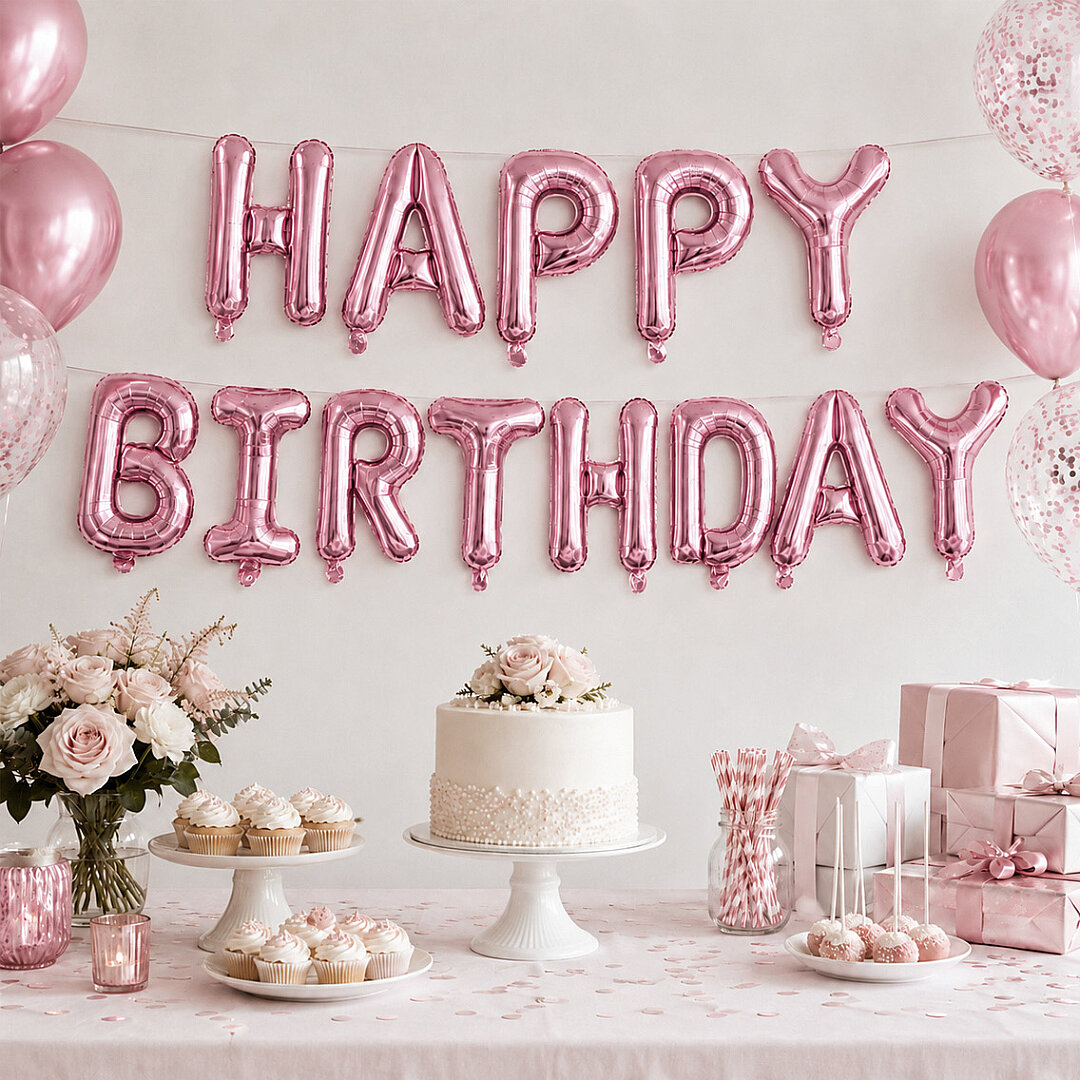 Happy Birthday Folyo Banner Pembe - 3