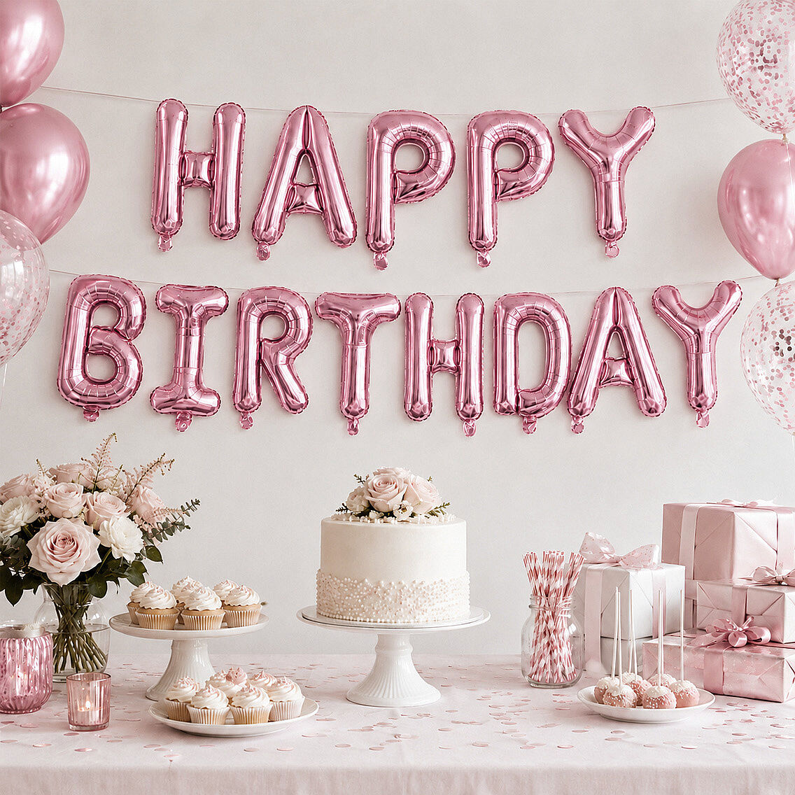 Happy Birthday Folyo Banner Pembe - 3
