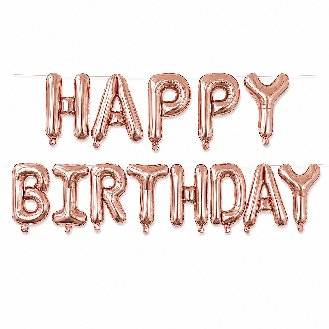Happy Birthday Folyo Banner Rose Gold - Beysüs