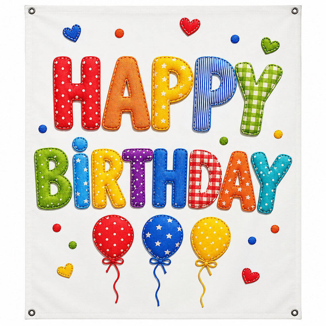 Happy Birthday Makaron Kumaş Parti Posteri 100x150 cm - 1