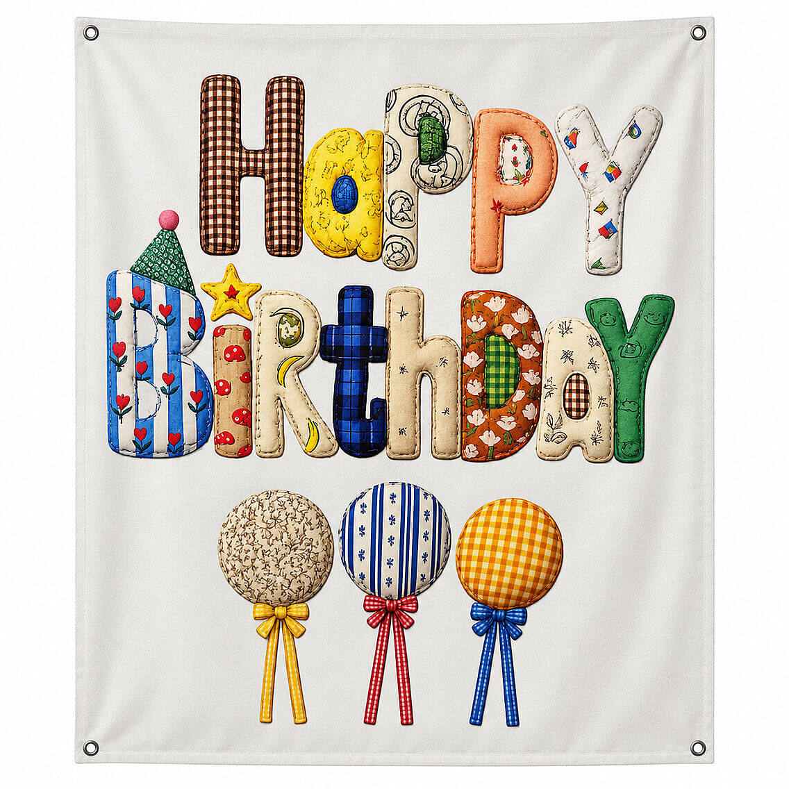 Happy Birthday Retro Kumaş Parti Posteri 100x150 cm - 1