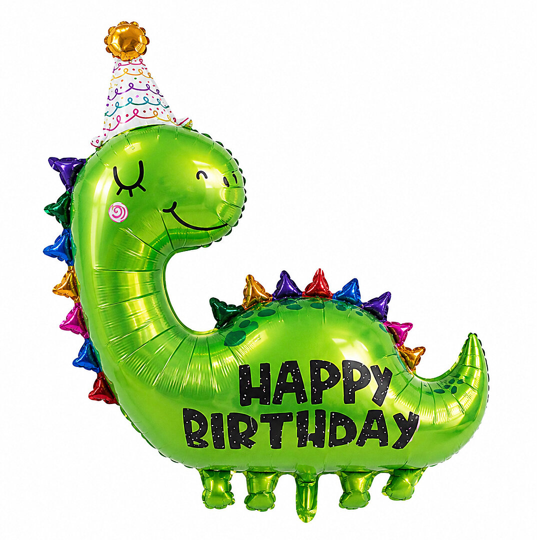 Happy Birthday Sevimli Dinazor Yeşil Folyo Balon - 1
