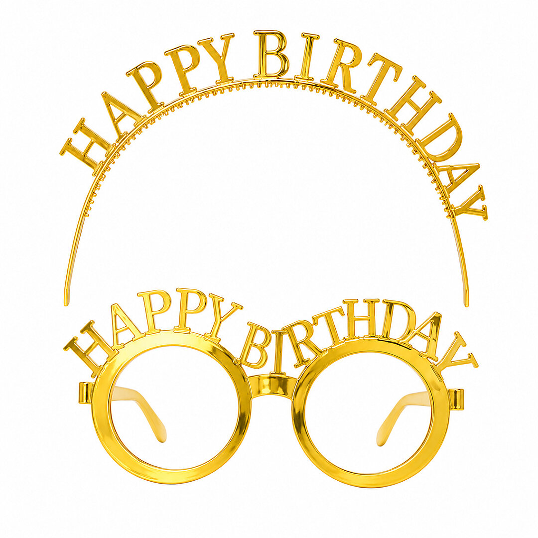 Happy Birthday Tac Gözlük Set Gold - 2