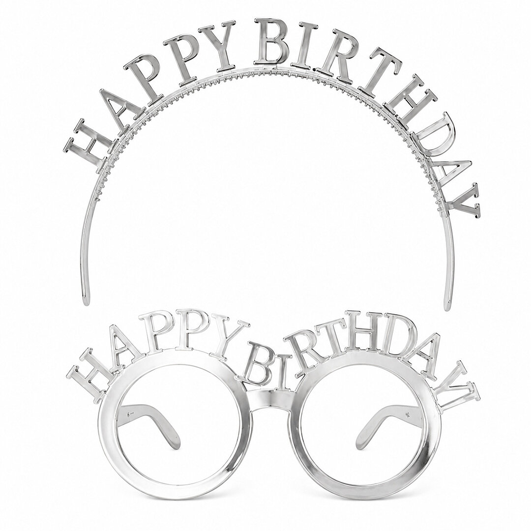 Happy Birthday Tac Gözlük Set Gümüş - 2