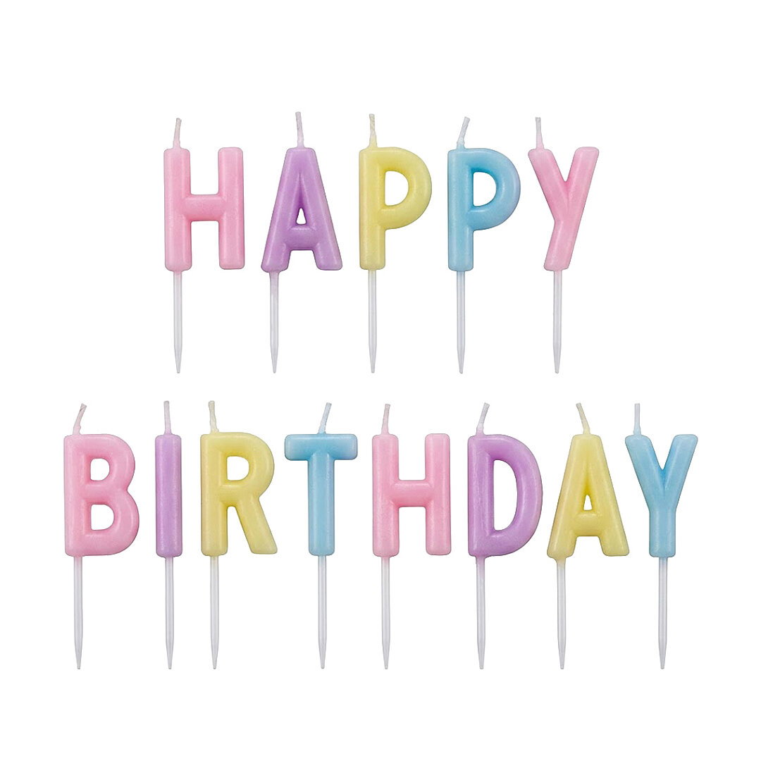 Happy Birthday Yazılı Mum Makaron - Beysüs