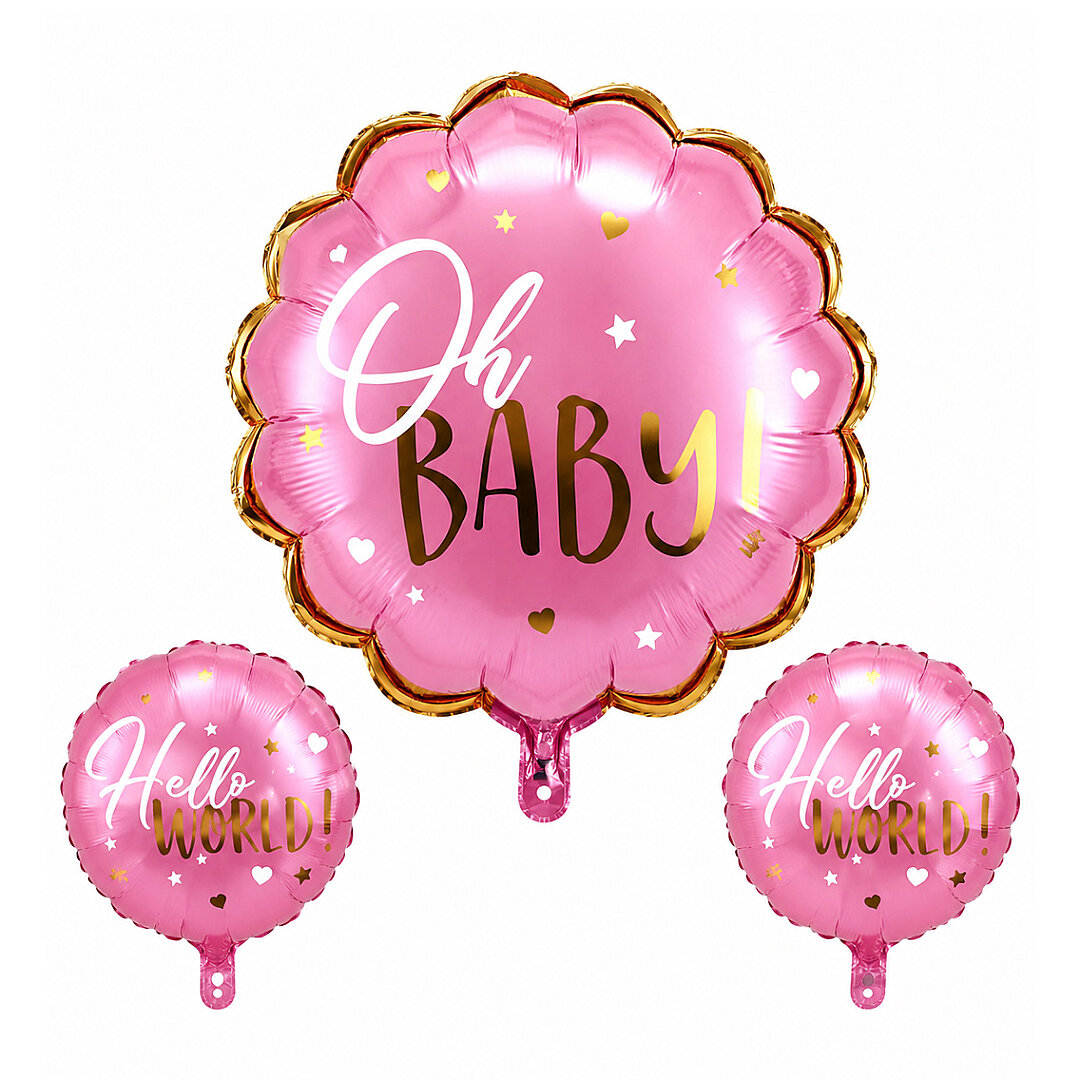 Hello World Set Pembe Folyo Balon - 1