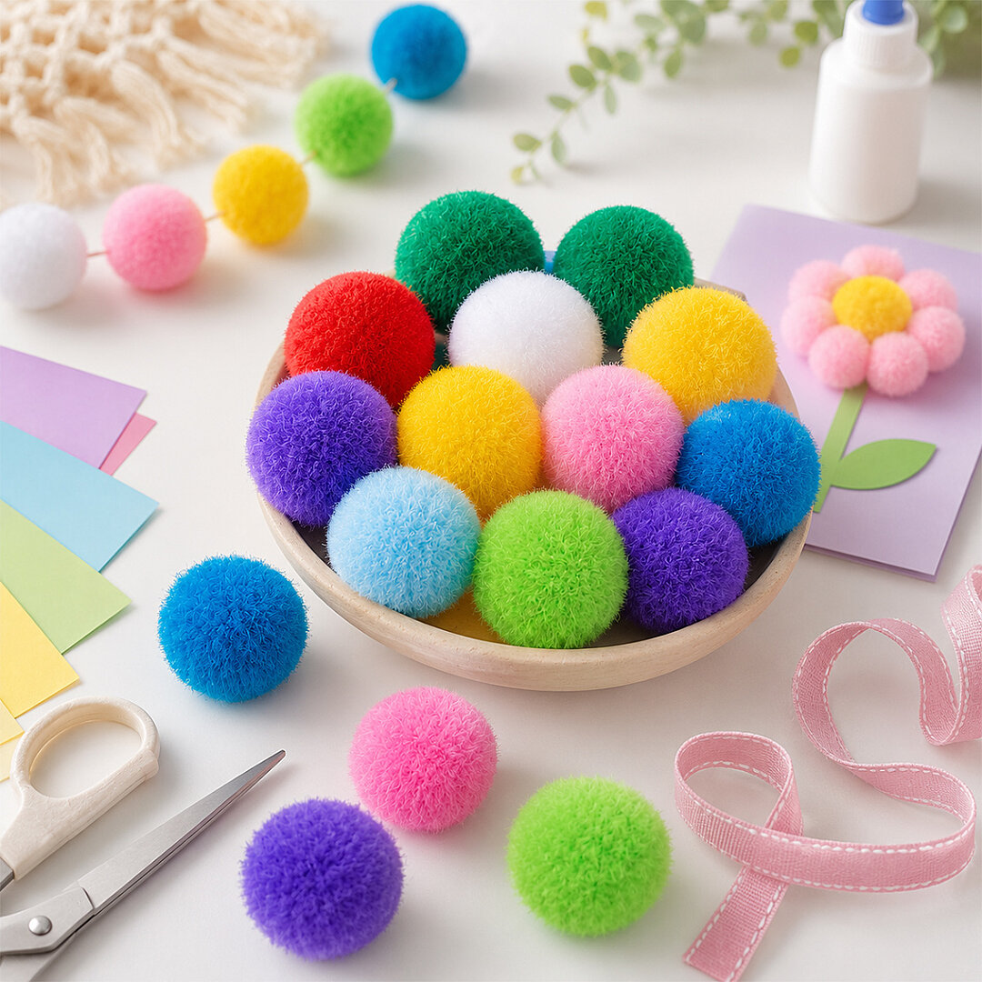 Hobi İçin Renkli Ponpon Karışık Renkli - 2