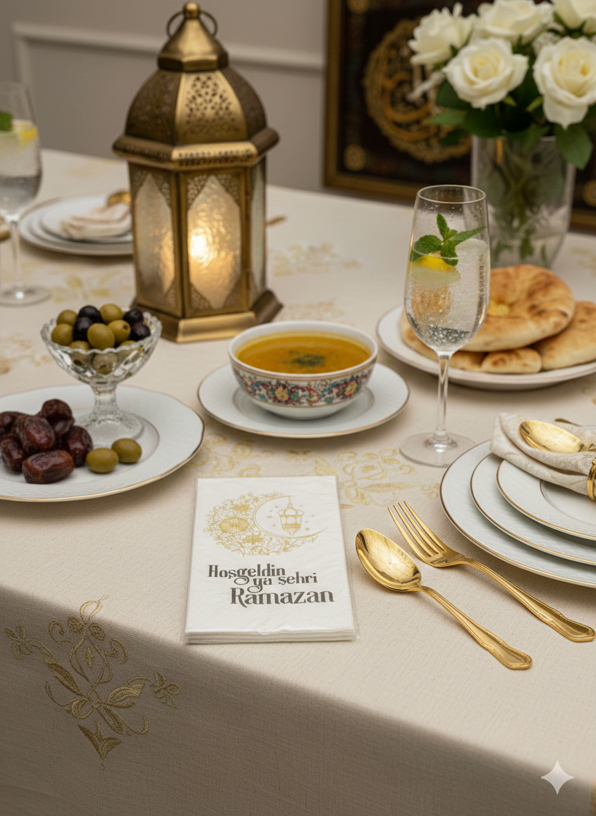 Hoş Geldin Ramazan Hilal Desenli 25'Li Peçete - 4