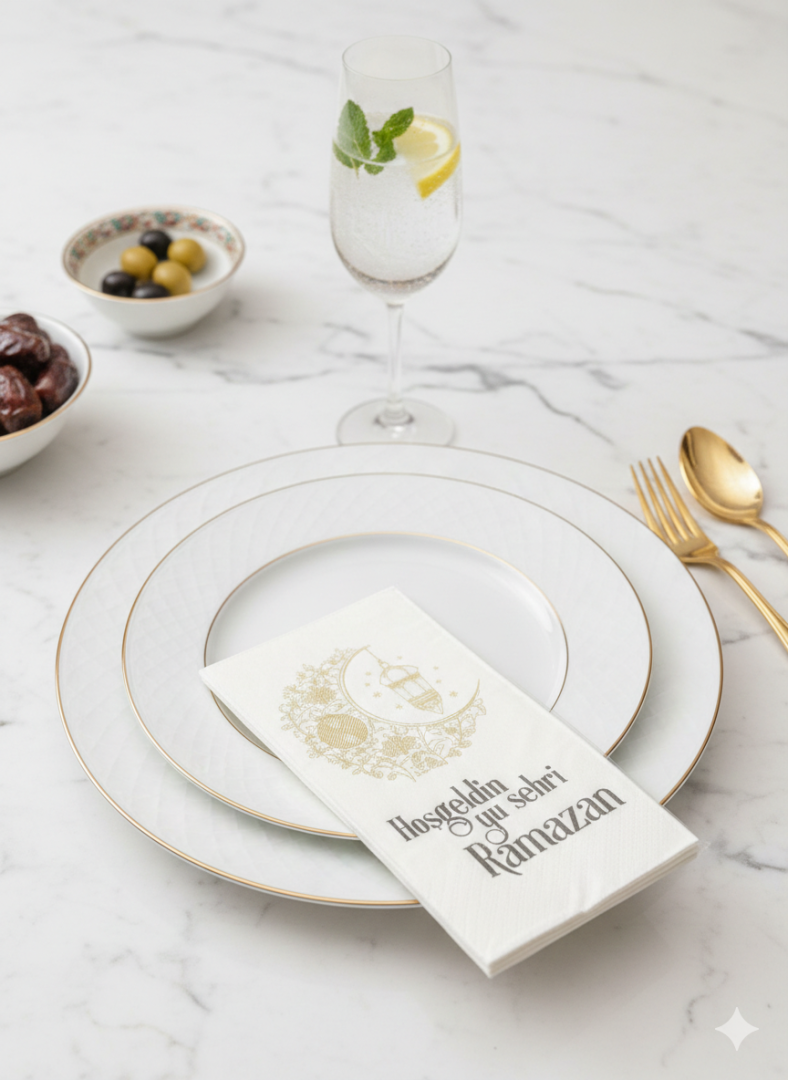 Hoş Geldin Ramazan Hilal Desenli 25'Li Peçete - 2