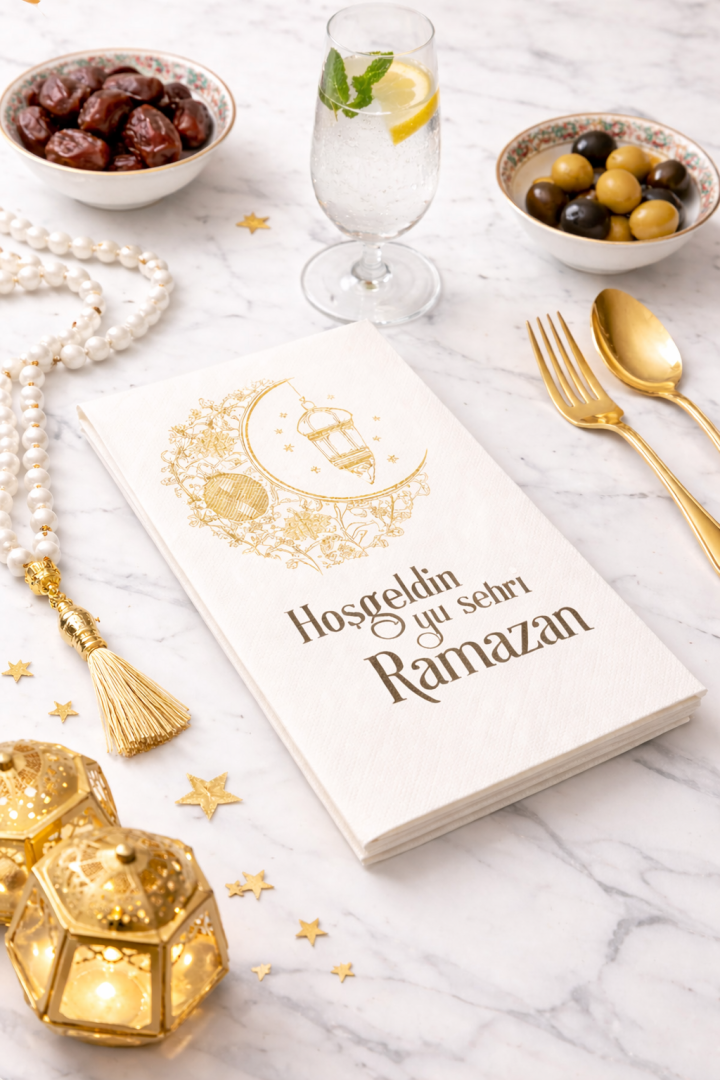 Hoş Geldin Ramazan Hilal Desenli 25'Li Peçete - 1